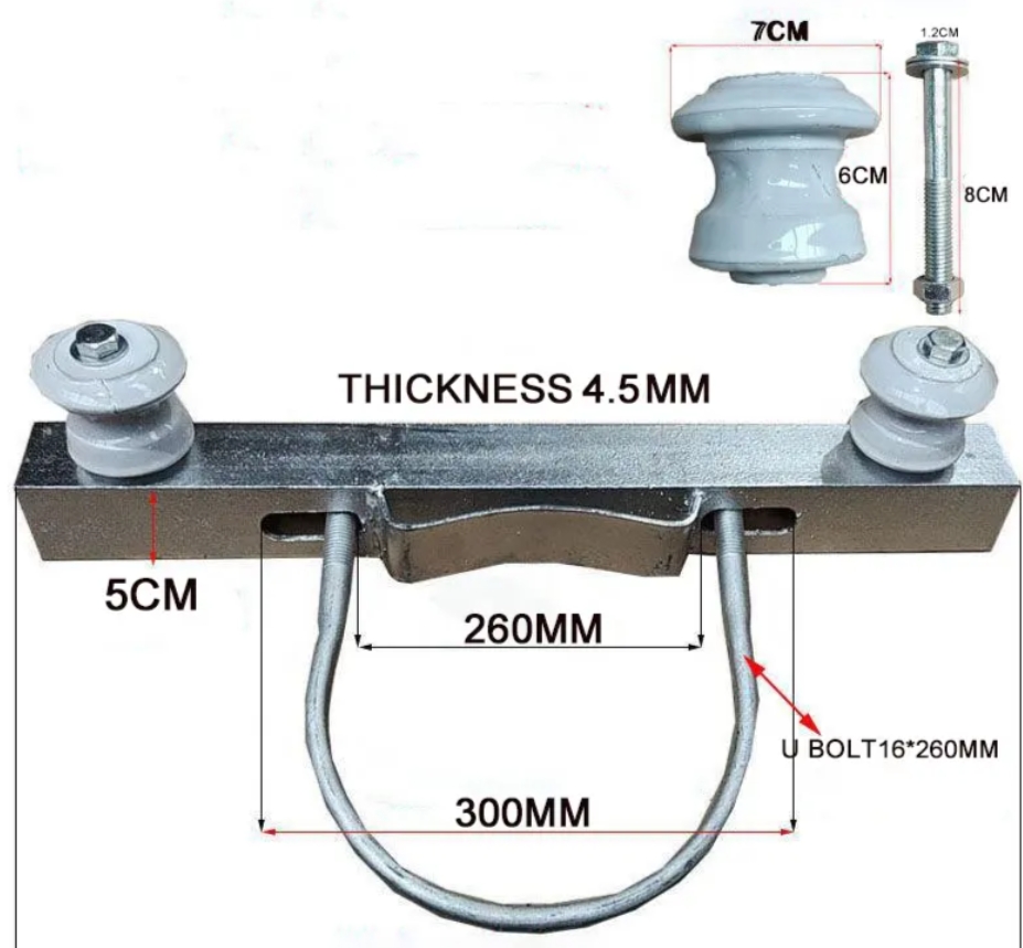 The use of insulating porcelain bottle cement pole cross arm