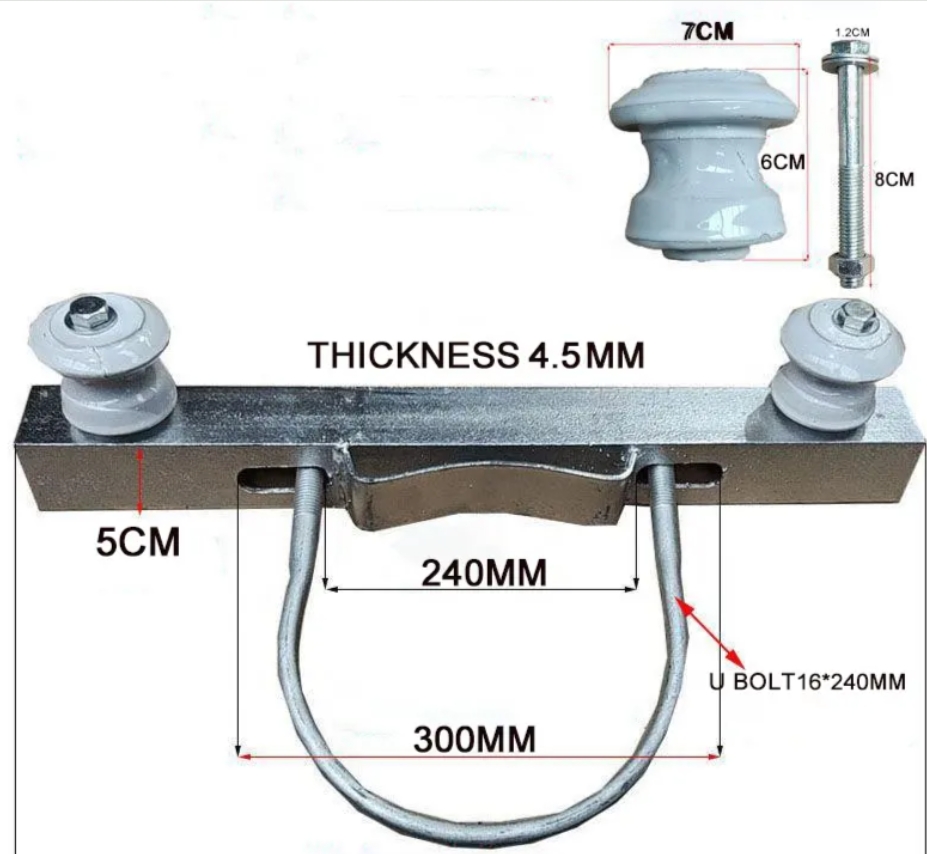 The use of insulating porcelain bottle cement pole cross arm