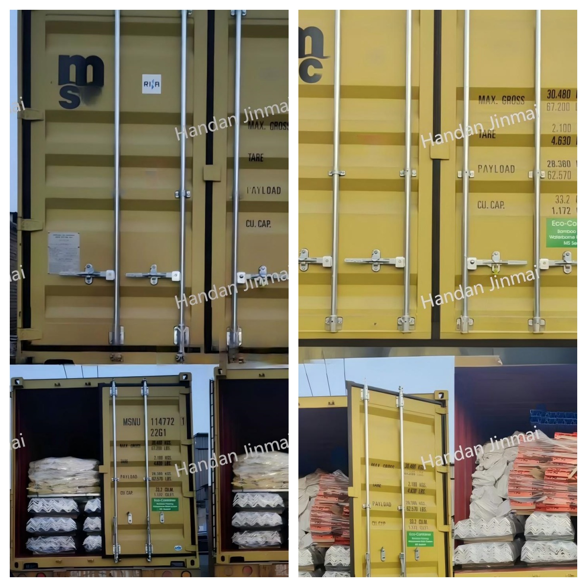 Angle steel, two containers shipped together